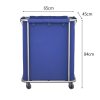 Stainless Steel Commercial Square Soiled Linen Laundry Trolley Cart with Wheels Blue