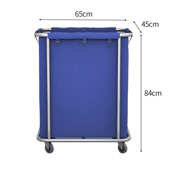 2X Stainless Steel Commercial Square Soiled Linen Laundry Trolley Cart with Wheels Blue