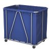 Stainless Steel Commercial Large Soiled Linen Laundry Trolley Cart with Wheels Blue