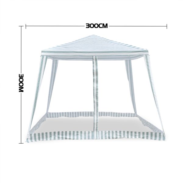 Pop Up Marquee Gazebo 3x3m Outdoor Canopy Wedding Tent Mesh Side Wall