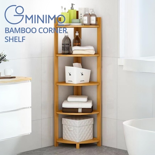 GOMINIMO Bamboo Corner Shelf 5 Tier GO-BCS-100-YJ