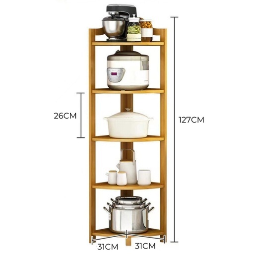 GOMINIMO Bamboo Corner Shelf 5 Tier GO-BCS-100-YJ