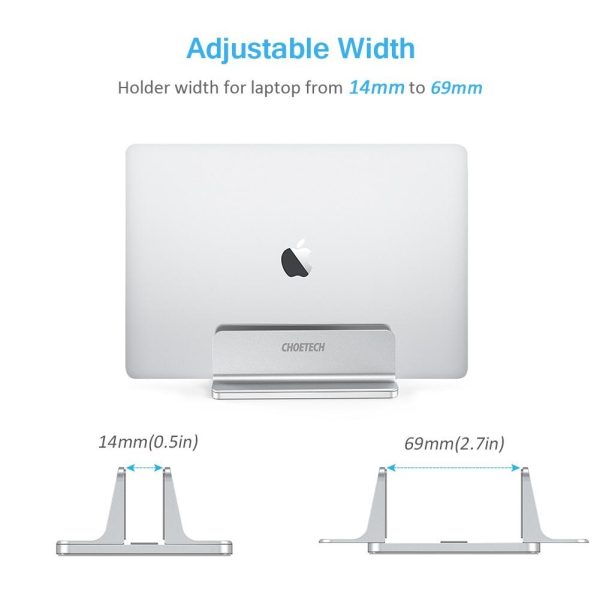 Clearfield H038 Desktop Aluminum Stand With Adjustable Dock Size, Laptop Holder For All MacBook & tablet – Silver