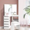 Dressing Table Stool Mirror Jewellery Organiser Makeup Cabinet 5 Drawers – White