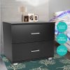 Bay Bedside Table with Drawers MDF Wood – Black