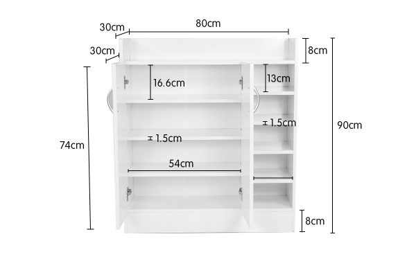 21 Pairs Shoe Cabinet Rack Storage Organiser – 80 x 30 x 90cm – White