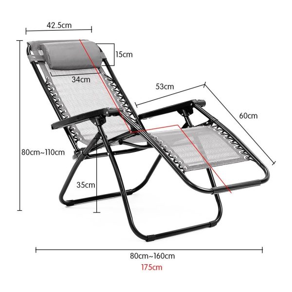 Zero Gravity Reclining Deck Chair – Grey
