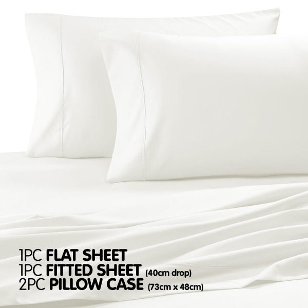 Cotton microfibre 1000TC 4pc King sheet set – White