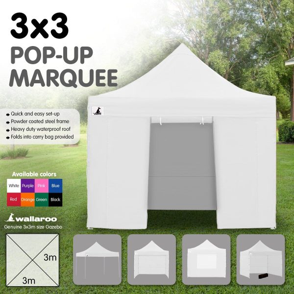 Gazebo Tent Marquee 3×3 PopUp Outdoor Wallaroo – White