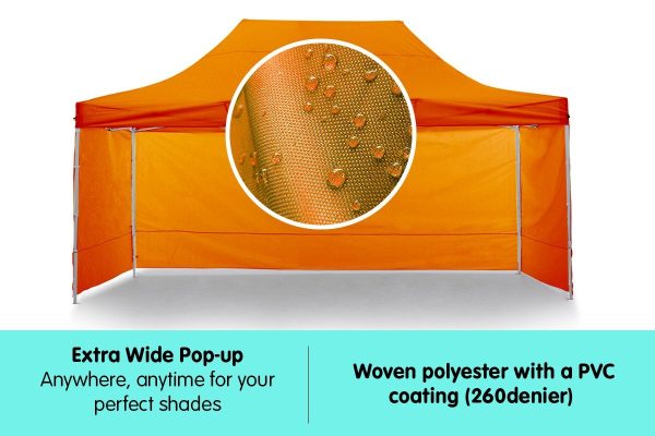 Gazebo Tent Marquee 3×4.5m PopUp Outdoor Wallaroo – Orange