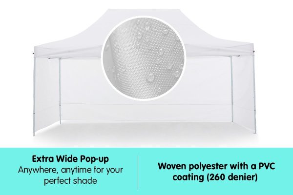 Gazebo Tent Marquee 3×4.5m PopUp Outdoor Wallaroo – White