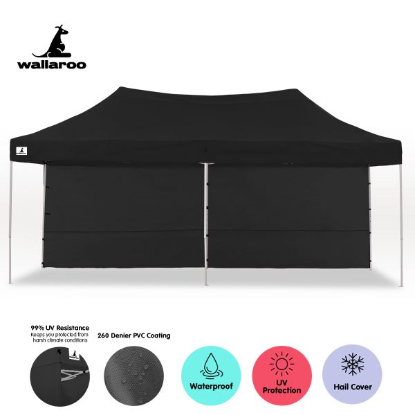 Gazebo Tent Marquee 3x6m PopUp Outdoor Wallaroo – Black