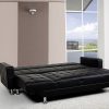 Abram Corner Faux Leather Sofa Bed Couch with Chaise – Black
