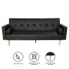 Bethel 3 Seater Faux Leather Sofa Bed Couch with Pillows – Black