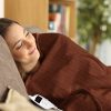 Laura Hill Heated Electric Blanket Throw Rug Coral Warm Fleece – Brown