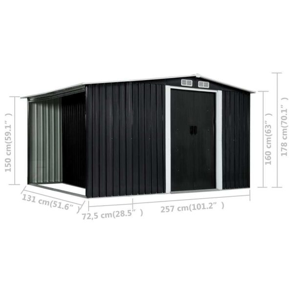 Garden Shed with Sliding Doors – 329.5x131x178 cm