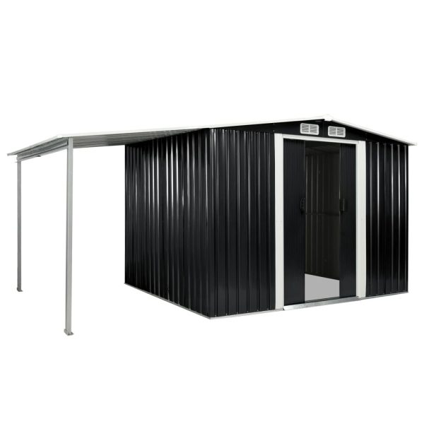 Garden Shed with Sliding Doors Steel – 386x205x178 cm, Anthracite