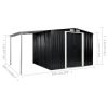 Garden Shed with Sliding Doors Steel – 386x205x178 cm, Anthracite