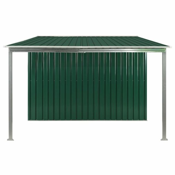 Garden Shed with Sliding Doors Steel – 386x205x178 cm, Green