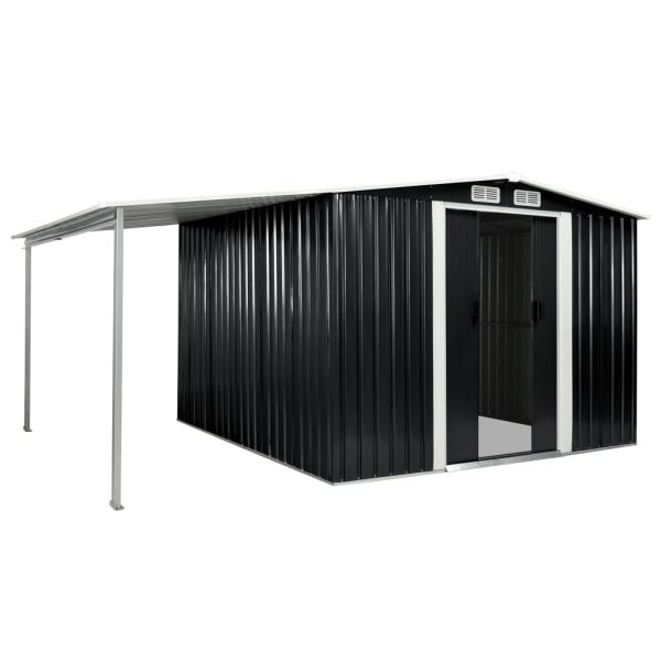 Garden Shed with Sliding Doors Steel – 386x259x178 cm, Anthracite