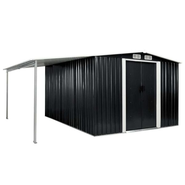 Garden Shed with Sliding Doors Steel – 386x312x178 cm, Anthracite