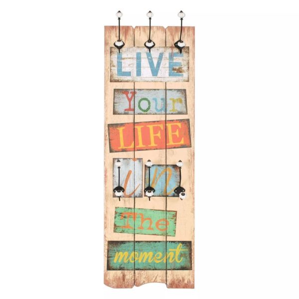 Wall-mounted Coat Rack with 6 Hooks 120×40 cm – Live Life