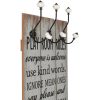 Wall-mounted Coat Rack with 6 Hooks 120×40 cm – Thank You