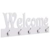 Wall Mounted Coat Rack 50×23 cm – White (Welcome)
