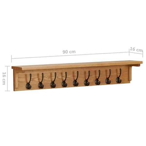 Coat Rack Solid Oak Wood – 90x16x16 cm