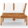 3 Piece Garden Lounge Set with Cushion Solid Acacia Wood – Cream, Middle Sofa + Corner Sofa + Coffee Table