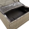 Garden Footrest with Cushion Grey 55x55x30 cm Poly Rattan