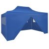 Foldable Tent Pop-Up with 4 Side Walls 3×4.5 m – Blue