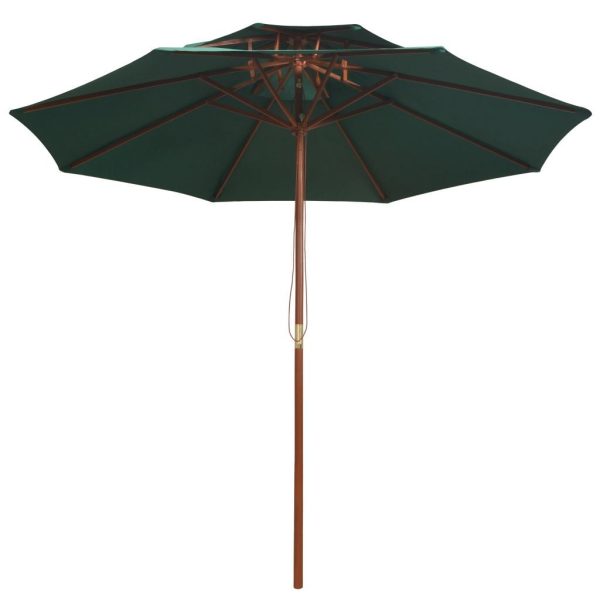 Double Decker Parasol 270×270 cm Wooden Pole – Green