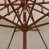 Double Decker Parasol 270×270 cm Wooden Pole – Cream