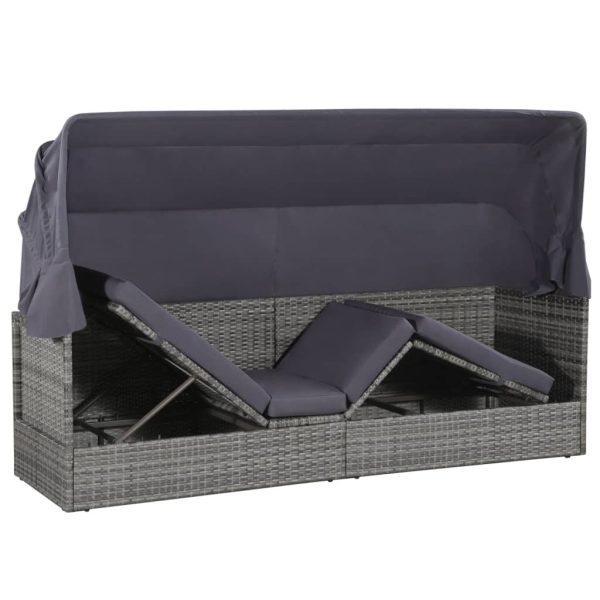 Garden Bed with Canopy Grey 205×62 cm Poly Rattan