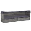 Garden Bed with Canopy Grey 205×62 cm Poly Rattan
