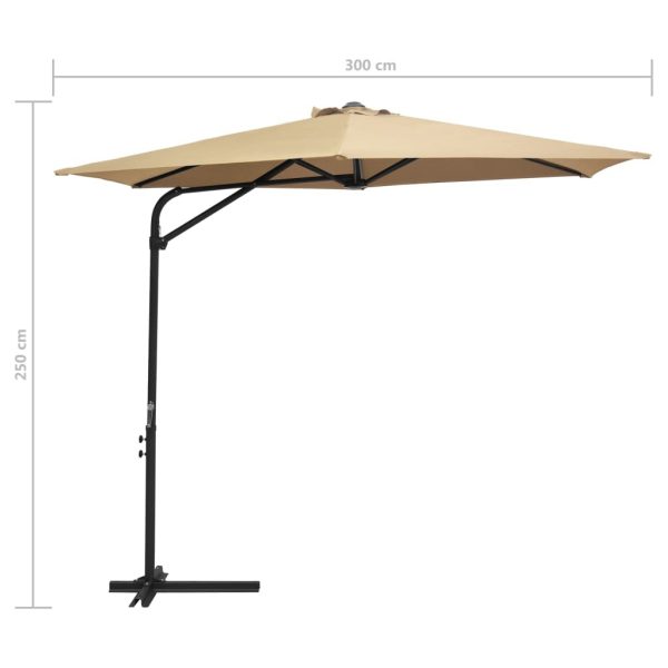 Outdoor Parasol with Steel Pole 300 cm – Taupe