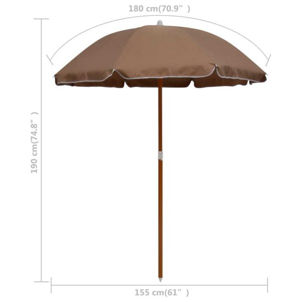 Parasol with Steel Pole – 180 cm, Taupe