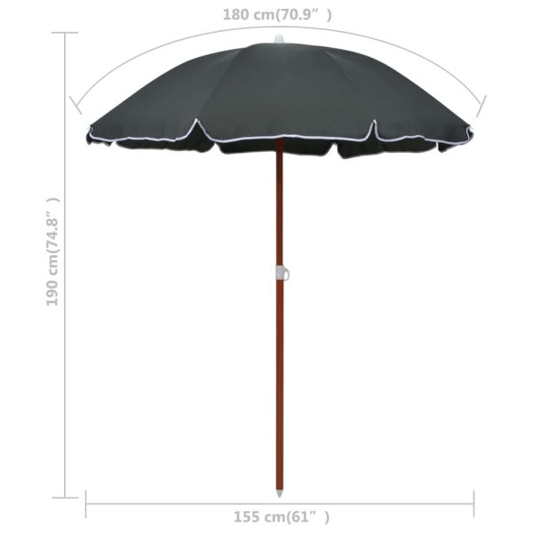 Parasol with Steel Pole – 180 cm, Anthracite