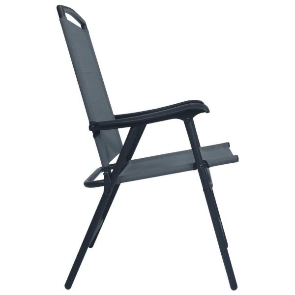 Folding Garden Chairs 2 pcs Texilene Grey