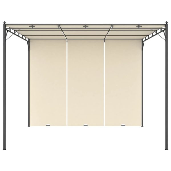 Garden Gazebo with Side Curtain – 3x3x2.25 m, Cream