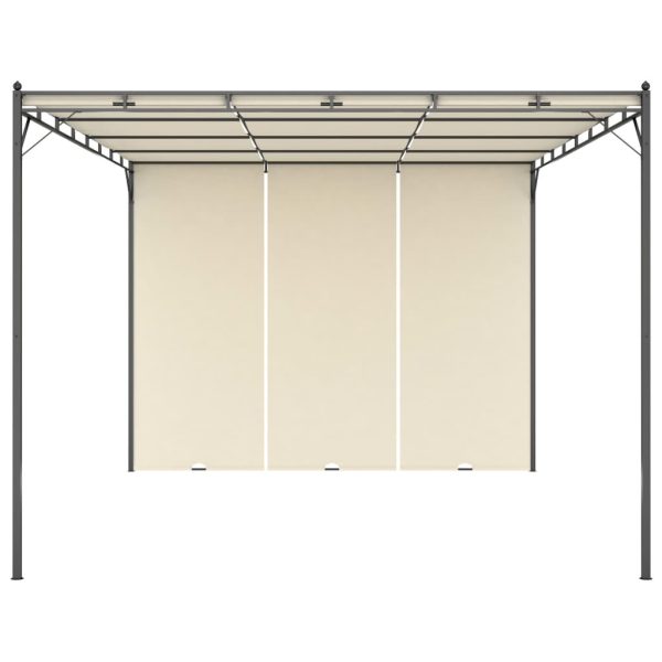 Garden Gazebo with Side Curtain – 4x3x2.25 m, Cream