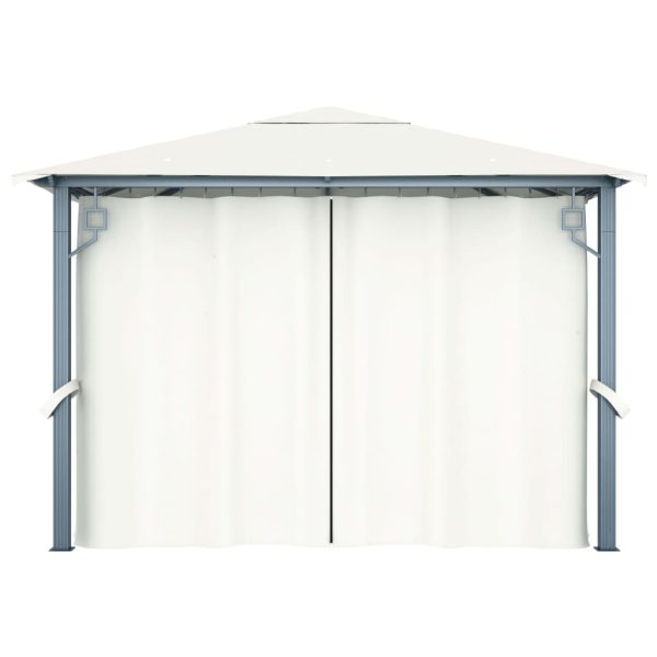 Gazebo with Curtain Aluminium – 300×300 cm, Cream
