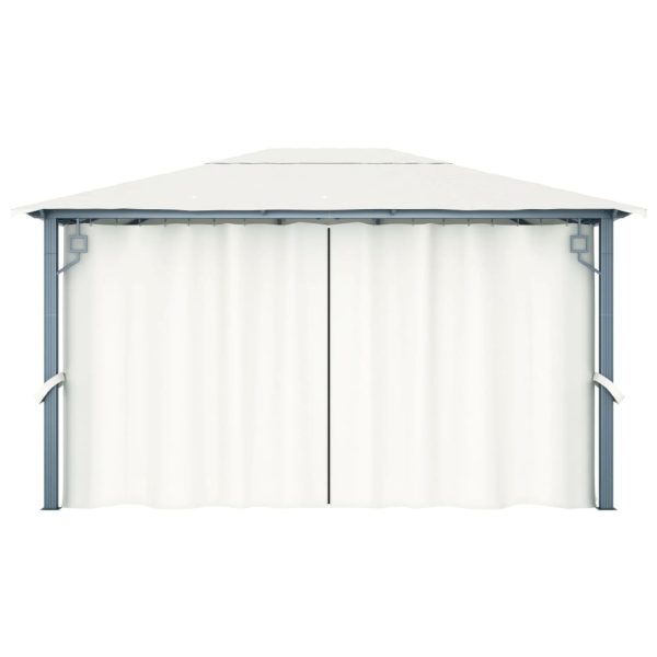 Gazebo with Curtain Aluminium – 400×300 cm, Cream