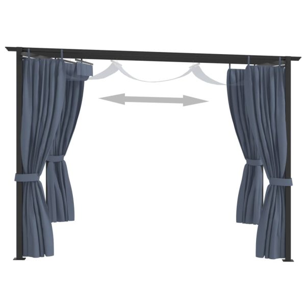 Gazebo with Curtains Steel – 3×3 m, Anthracite