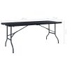 Folding Garden Table Black 180x75x72 cm HDPE Imitation Rattan