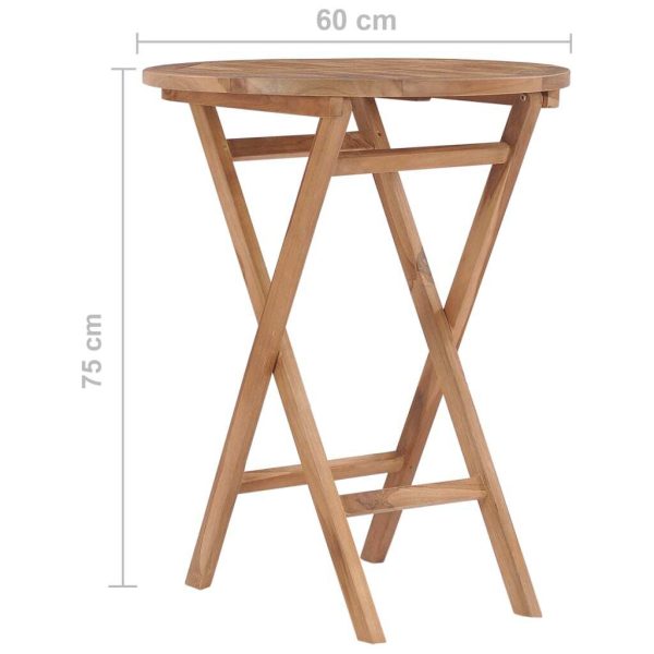 Folding Garden Table 60 cm Solid Teak Wood – Round