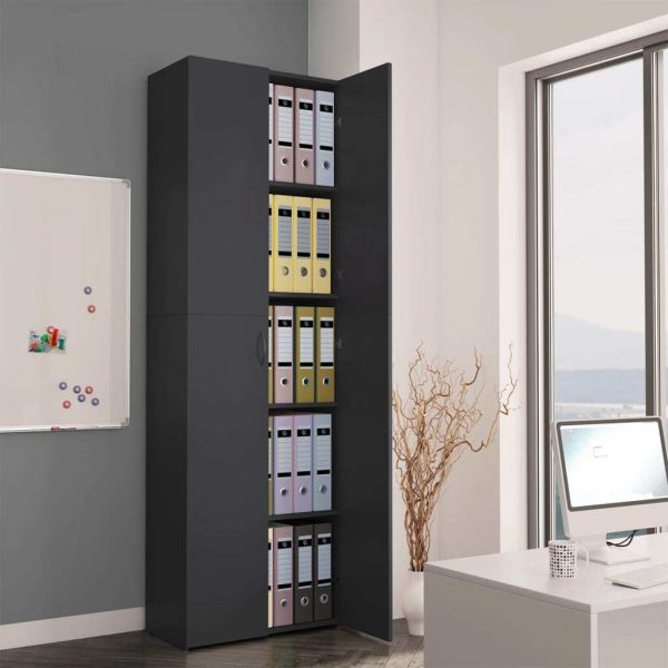 Office Cabinet 60x32x190 cm Engineered Wood – Grey