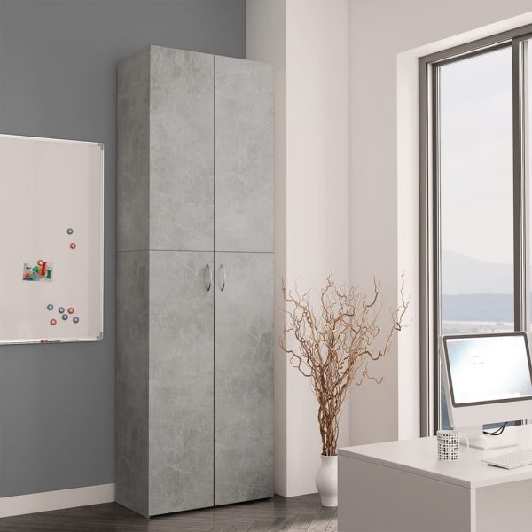 Office Cabinet 60x32x190 cm Engineered Wood – Concrete Grey