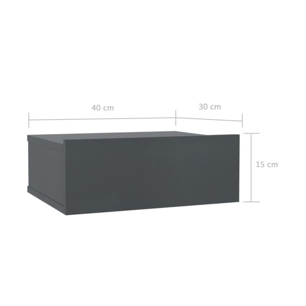 Danbury Floating Nightstand 40x30x15 cm Engineered Wood – Grey, 1